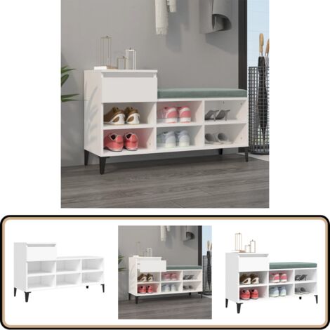 Schuhregal Weiß 102x36x60 cm Holzwerkstoff - Schuhschrank - Schuhregal - Holzwerkstoffmöbel - Garderobe - Wohnzimmer Dekoration