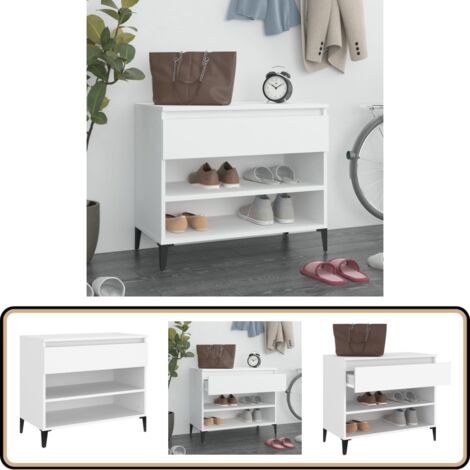 Schuhregal Weiß 70x36x60 cm Holzwerkstoff - Schuhschrank - Schuhregal - Flurmöbel - Garderobe - Aufbewahrung