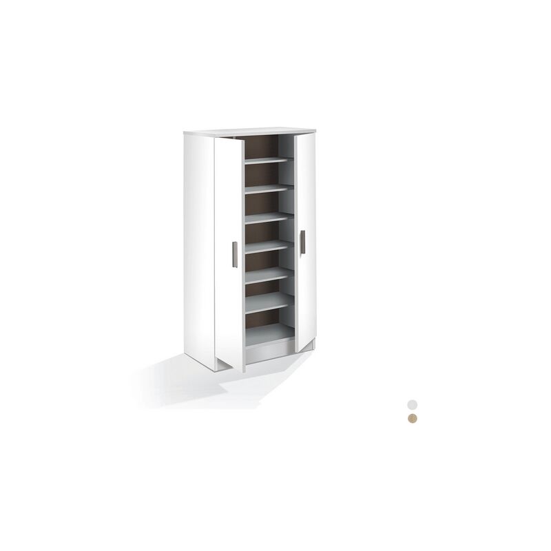 Dianhydro Weiß - Schuhschrank 2 Türen 108X55x36 Cm Kanadische Eiche