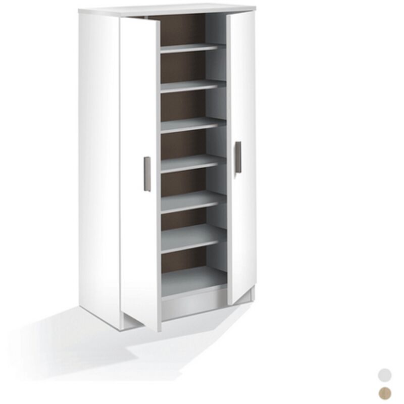 Iperbriko Weiß Schuhschrank 2 Türen 108X55x36 Cm Kanadische Eiche