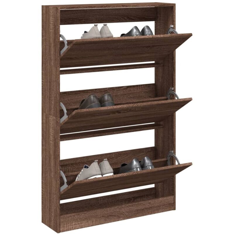 Vidaxl - Schuhschrank Braun Eichen-optik 80x21x125, 5 Cm Holzwerkstoff