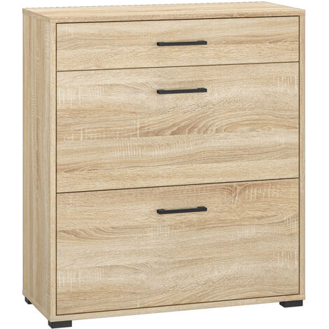Schuhschrank 80 cm mit 2 Klappen Eiche hell CHEB-131