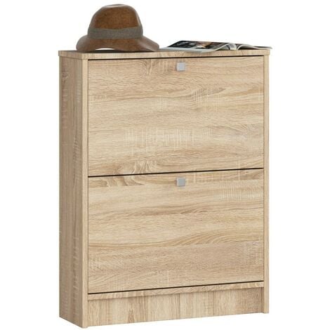 ABAMIHOME Schuhschrank AKORD in der Farbe Sonoma-Eiche mit 2 Schuhkipper B60 x H80 x T20 cm Gewicht 16,9 kg