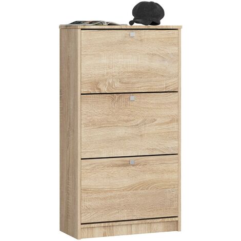 Schuhschrank AKORD in der Farbe Sonoma-Eiche mit 3 Schuhkipper B60 x H113 x T28,5 cm Gewicht 30 kg