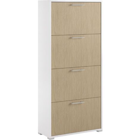 Schuhschrank Aristolochia, Schuhregal mit Ablage, 28x67x147h cm Weiß