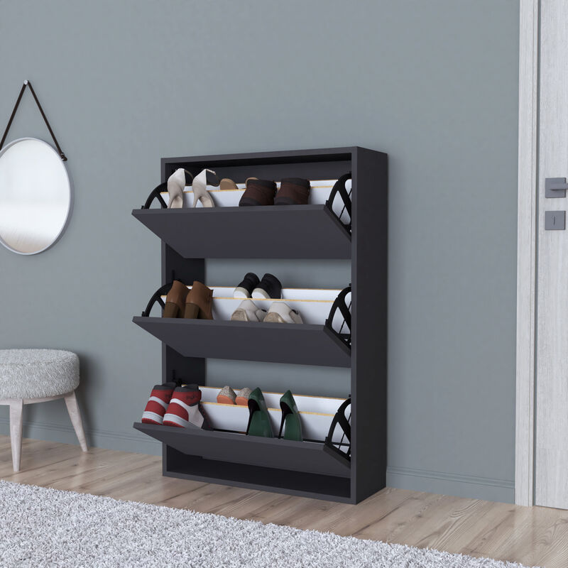 [en.casa] - Schuhschrank Aurskog 110x73, 5x24cm Anthrazit