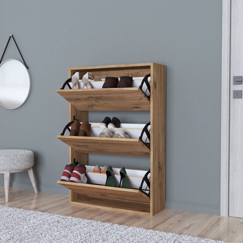 [en.casa] - Schuhschrank Aurskog 110x73, 5x24cm Eiche