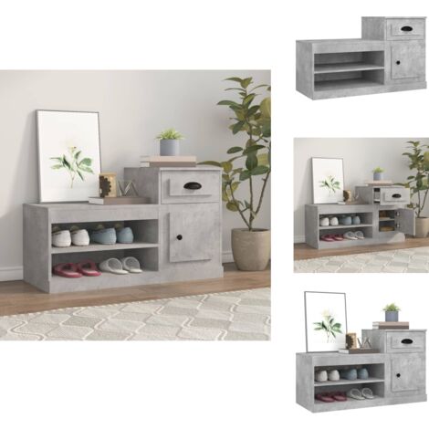 Schuhschrank Betongrau 100x42x60 cm Holzwerkstoff - Schuhschrank - Holzwerkstoff - Betongrau - Garderobe - Aufbewahrung
