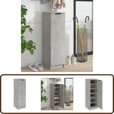 Schuhschrank Betongrau 30x35x100 cm Holzwerkstoff - Schuhschrank - Holzwerkstoff - Betongrau - Garderobe - Einbauschrank