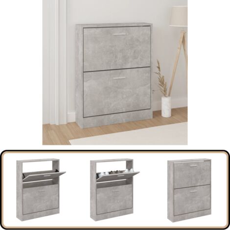 Schuhschrank Betongrau 59x17x81 cm Holzwerkstoff - Schuhschrank - Holzwerkstoff - Schuhregal - Garderobe - Einbauschrank