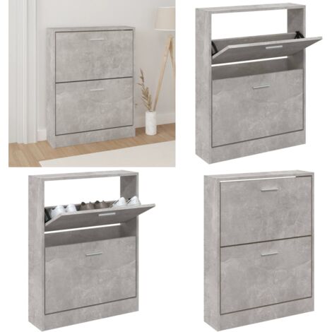 Schuhschrank Betongrau 59x17x81 cm Holzwerkstoff - Schuhschrank - Holzwerkstoff - Schuhregal - Garderobe - Einbauschrank - Home & Living