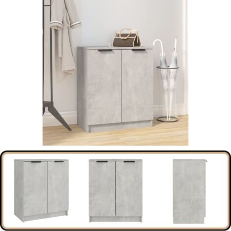 Schuhschrank Betongrau 59x35x70 cm Holzwerkstoff - Schuhschrank - Holzwerkstoff Möbel - Garderobe - Einbauschrank - Schuhregal