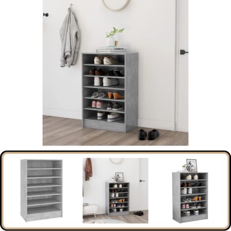 Schuhschrank Betongrau 60x35x92 cm Holzwerkstoff - Schuhschrank - Holzwerkstoff - Schuhregal - Garderobe - Einbauschrank