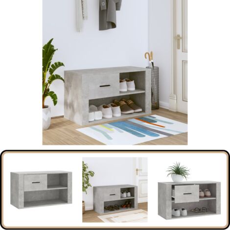 Schuhschrank Betongrau 80x35x45 cm Holzwerkstoff - Schuhschrank - Holzwerkstoff Möbel - Garderobe - Flurmöbel - Schrank