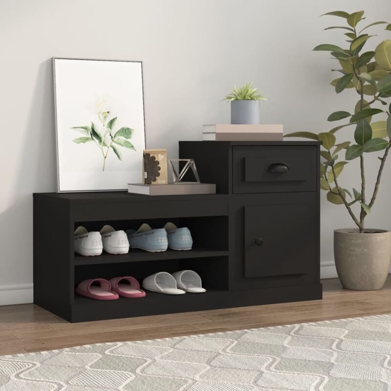 Schuhschrank Schwarz 100x42x60 Cm Holzwerkstoff Vidaxl