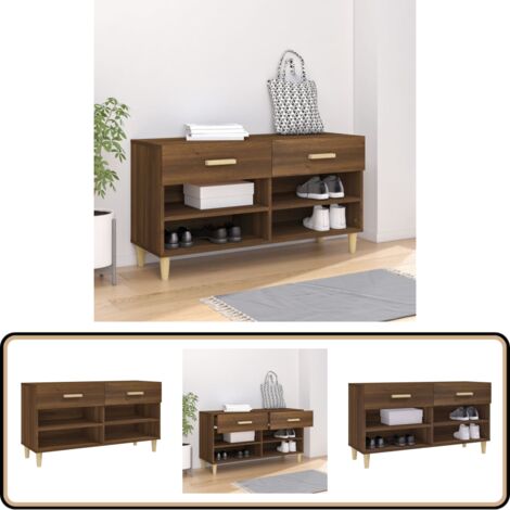 Schuhschrank Braun Eichen-Optik 102x35x55 cm Holzwerkstoff - Schuhschrank - Schrank - Schuhregal - Garderobe - Wohnzimmermöbel