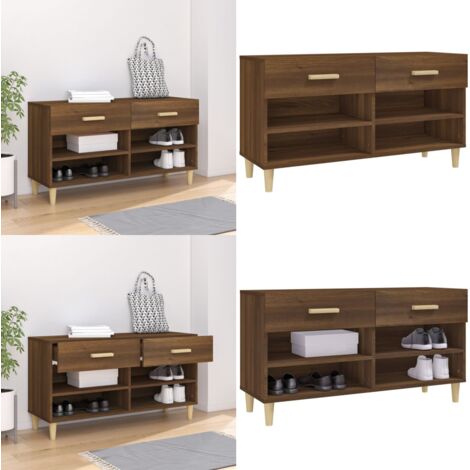 Schuhschrank Braun Eichen-Optik 102x35x55 cm Holzwerkstoff - Schuhschrank - Schrank - Schuhregal - Garderobe - Wohnzimmermöbel - Home & Living