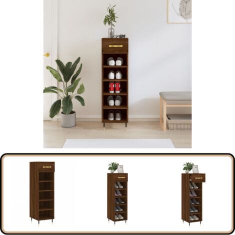 Schuhschrank Braun Eichen-Optik 30x35x105 cm Holzwerkstoff - Schuhschrank - Eiche Optik - Wohnzimmermöbel - Garderobe - Schuhe Aufbewahren