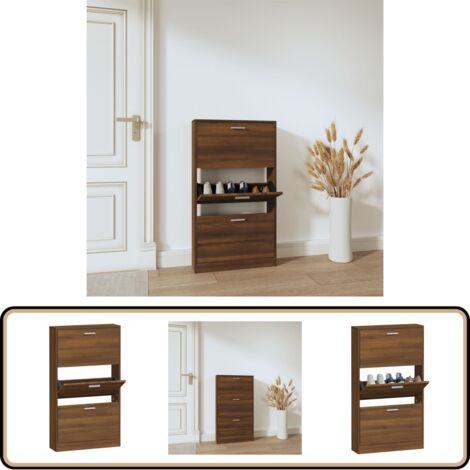 Schuhschrank Braun Eichen-Optik 59x17x108 cm Holzwerkstoff - Schuhschrank - Holzwerkstoff - Eiche Optik - Garderobe - Schuhorganisation
