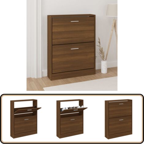 Schuhschrank Braun Eichen-Optik 59x17x81 cm Holzwerkstoff - Schuhschrank - Schuhregal - Holzwerkstoffmöbel - Garderobe - Einbauschrank