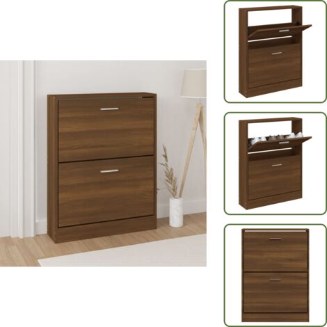 Schuhschrank Braun Eichen-Optik 59x17x81 cm Holzwerkstoff - Schuhschrank - Schuhregal - Holzwerkstoffmöbel - Garderobe - Einbauschrank