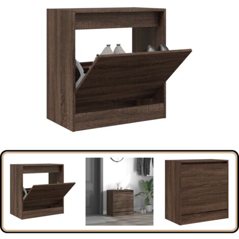 Schuhschrank Braun Eichen-Optik 60x34x63,5 cm Holzwerkstoff - Schuhschrank - Schuhregal - Holzwerkstoffmöbel - Garderobe - Einbauschrank