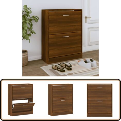 Schuhschrank Braun Eichen-Optik 63x24x81 cm Holzwerkstoff - Schuhschrank - Schuhregal - Holzwerkstoffmöbel - Garderobe - Einbauschrank
