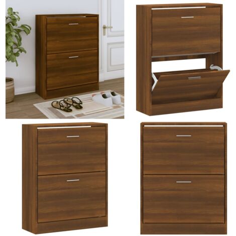 Schuhschrank Braun Eichen-Optik 63x24x81 cm Holzwerkstoff - Schuhschrank - Schuhregal - Holzwerkstoffmöbel - Garderobe - Einbauschrank - Home & Living
