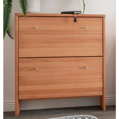 Schuhschrank Buche massiv, 2 Klappen CUENCA-137