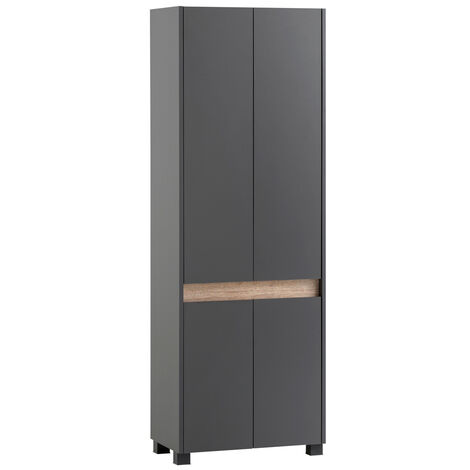 Schuhschrank CORATO-80 in anthrazit mit Blende in Wildeiche Nb., B/H/T: ca. 56,9/164,5/33 cm
