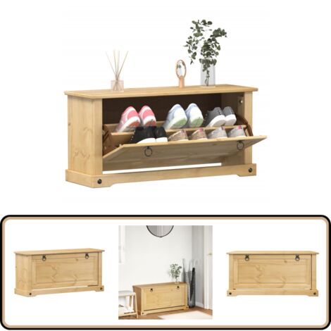 Schuhschrank Corona 99x32x47 cm Massivholz Kiefer - Holz Schuhschrank - Schuhregal - Schuhauffahrt - Garderobe - Einbauschrank