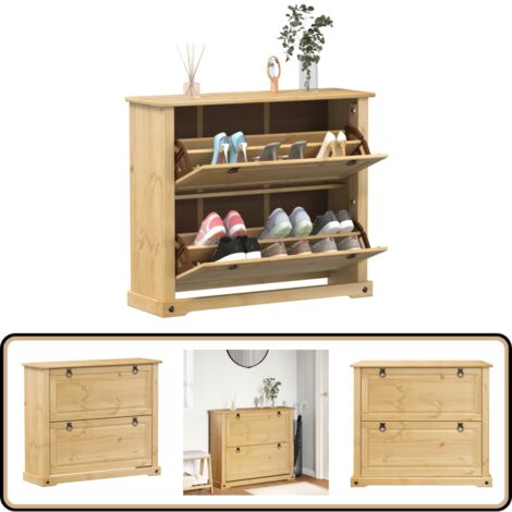 Schuhschrank Corona 99x32x85 cm Massivholz Kiefer - Holzschuhschrank - Schuhregal - Kofferraumorganisation - Garderobe - Einbauschrank