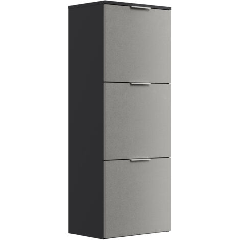 Schuhschrank Domus-L 3 Klappen 12 Paar Schuhe Asche
