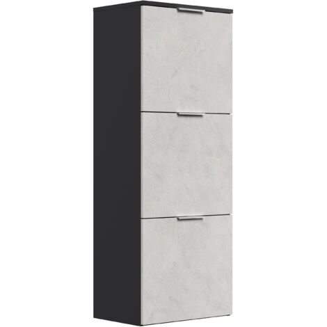 Schuhschrank Domus-L 3 Klappen 12 Paar Schuhe Stein