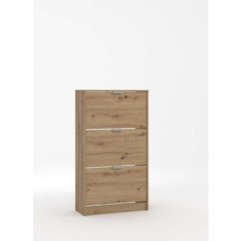 Schuhschrank Eiche 67x28x119 cm mit 3 Türen