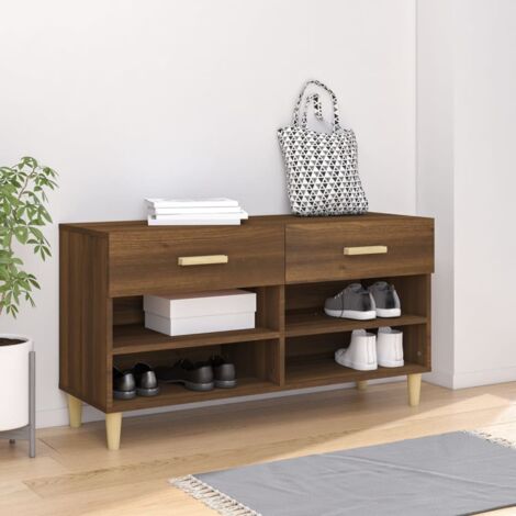 Schuhschrank Eiche Braun 102x35x55 cm Holzwerkstoff