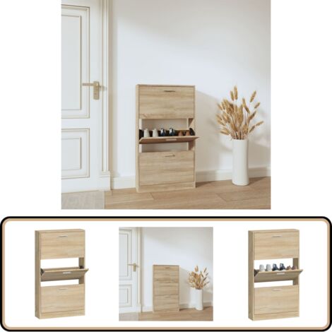 Schuhschrank Eichen-Optik 59x17x108 cm Holzwerkstoff - Schuhschrank - Schulaufbewahrung - Eichenschrank - Garderobe - Wohnraumorganisation