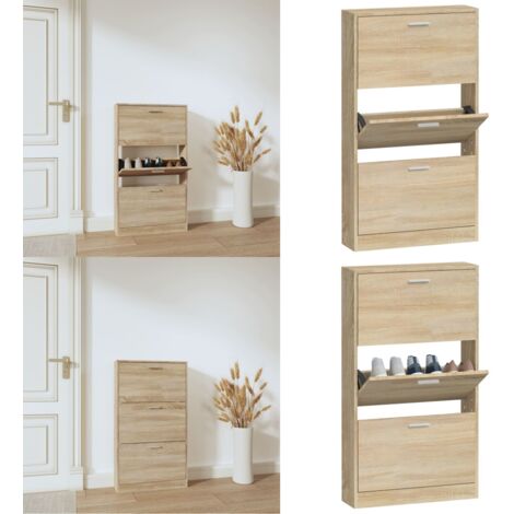 Schuhschrank Eichen-Optik 59x17x108 cm Holzwerkstoff - Schuhschrank - Schulaufbewahrung - Eichenschrank - Garderobe - Wohnraumorganisation - Home & Living