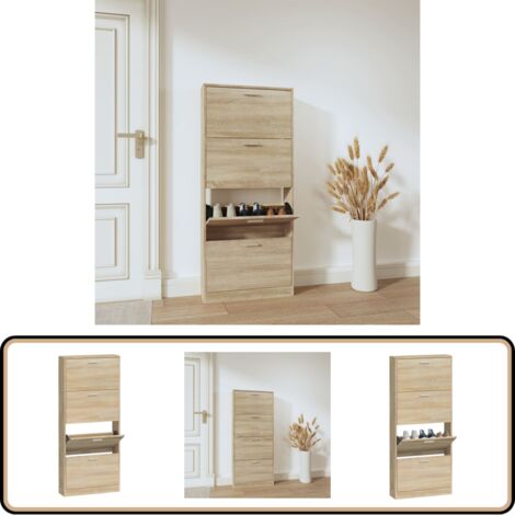 Schuhschrank Eichen-Optik 59x17x150 cm Holzwerkstoff - Schuhschrank - Schrank - Schuhorganisation - Eichenschrank - Garderobe