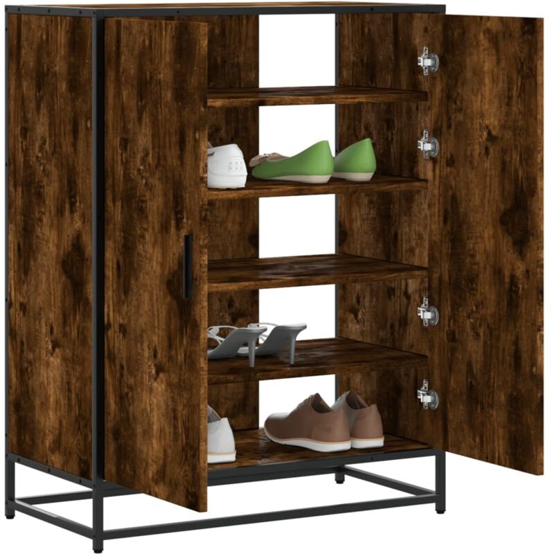 Vidaxl - Schuhschrank Räuchereiche 75x38x97, 5 Cm Holzwerkstoff Metall