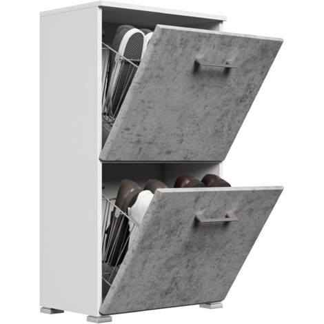 Schuhschrank Emotion 2 Klappen 8 Paar 52x96 cm Weiss-Beton