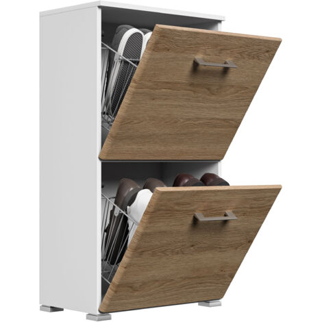 Schuhschrank Emotion 2 Klappen 8 Paar 52x96 cm Weiss-Eiche