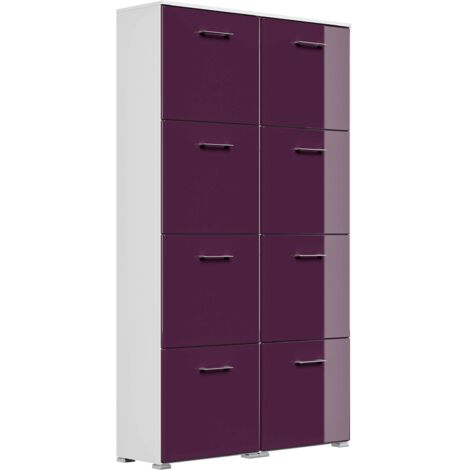 Schuhschrank Emotion 8 Klappen 32 Paar 105x187 cm Weiss-Brombeer