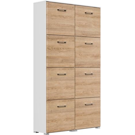 Schuhschrank Emotion 8 Klappen 32 Paar 105x187 cm Weiss-Eiche