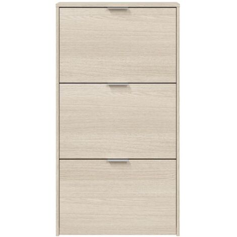 Schuhschrank Escondido, Schuhschrank mit 3 Klapptüren, Schrank mit doppelter Kapazität für bis zu 18 Paar Schuhe, cm 70x17h180, Eiche