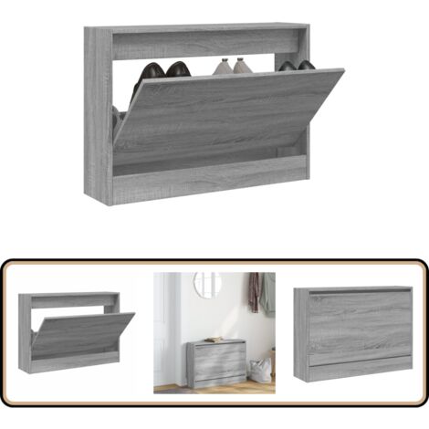 Schuhschrank Grau Sonoma 80x21x57 cm Holzwerkstoff - Schuhschrank - Schrank Für Schuhe - Schuhregal - Garderobe - Wohnbereich