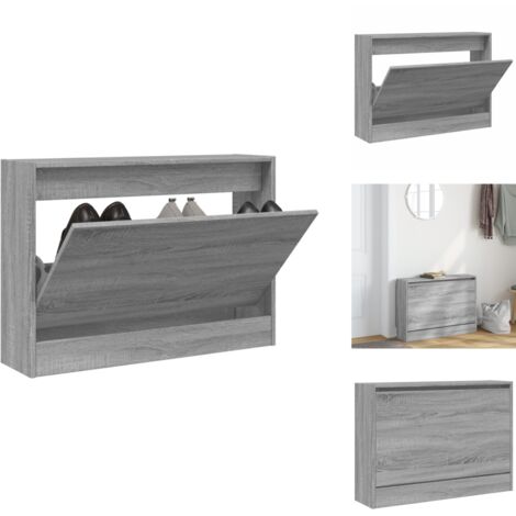 Schuhschrank Grau Sonoma 80x21x57 cm Holzwerkstoff - Schuhschrank - Schrank Für Schuhe - Schuhregal - Garderobe - Wohnbereich