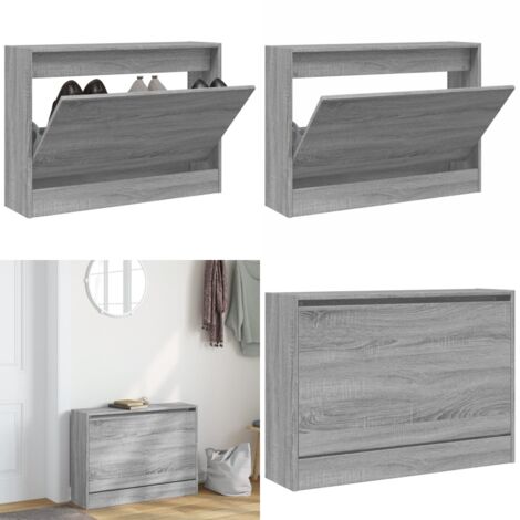 Schuhschrank Grau Sonoma 80x21x57 cm Holzwerkstoff - Schuhschrank - Schrank Für Schuhe - Schuhregal - Garderobe - Wohnbereich - Home & Living