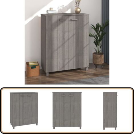 Schuhschrank HAMAR Hellgrau 85x40x108 cm Massivholz Kiefer - Schuhschrank - Schrank - Garderobe - Einbauschrank - Stauraum