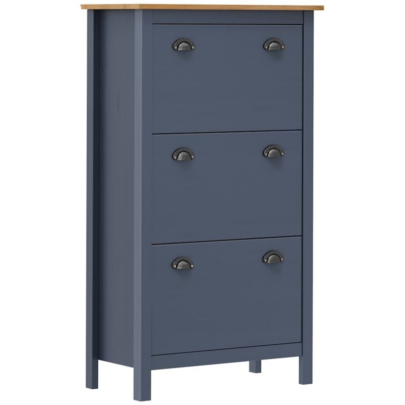 Schuhschrank Hill Grau 72x35x124 Cm Massivholz Kiefer - Vidaxl